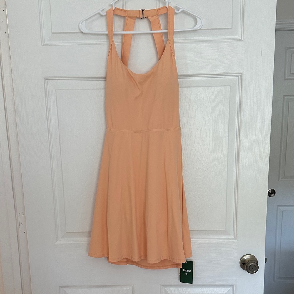 HALARA Peach A-Line Halter Mini Dress